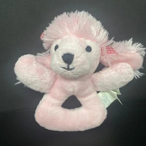 Koala Baby Pink Poodle Dog Plush Ring Hand Rattle 6" Stuffed Animal Toys R Us - Picture 1 of 3
