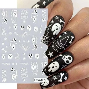 Ghost Skull Pattern Halloween Nail Decals Halloween Nail Stickers Nail Salon - Picture 1 of 21