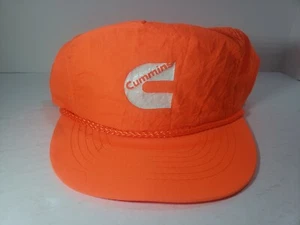 VINTAGE Cummins Orange Safety baseball hat ball cap diesel gear  - Picture 1 of 7