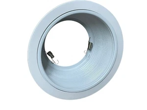Elite 6" Aluminum White Baffle for Recessed can with spring clips and trim ring. - Picture 1 of 6