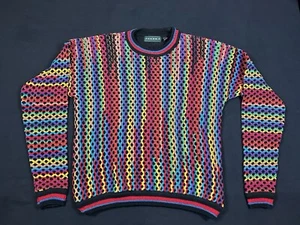 Vintage Tundra Canada Rainbow Coogi Style Sweater Mens M Cotton - Picture 1 of 5