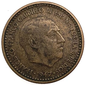 1947 (48) Spain Francisco Franco 1 Peseta Aluminium-Bronze KM # 775 - Picture 1 of 5