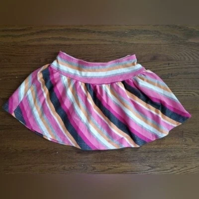 GYMBOREE Niñas 6 Rosa Naranja Gris Rayas Falda Panda Academy Foto 1 de 4
