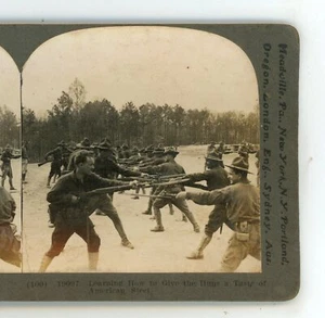 Soldiers Learning to Give Huns Taste of American Steel Keystone Stereoview - Picture 1 of 3