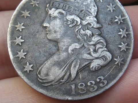 1833 Capped Bust Half Dollar- Fine/VF Details, O-101 and O-111 Reverse Cover