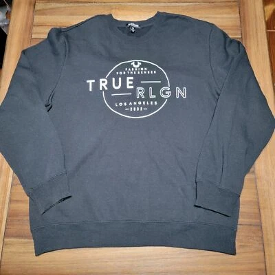 True Religion LS Black Crewneck Unisex Sweatshirt - Size 2XL - Image 1 of 4