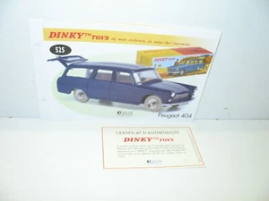 1 Card + Cert. Dinky Toys Atlas Repro Ref 525, Peugeot 404 Station Wagon - Picture 1 of 1