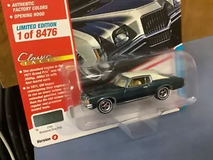 Pontiac Grand Prix 1971 Johnny Lightning 1/64 blu grigio pietra. Diecast - Foto 1 di 6