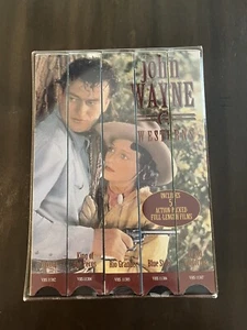 John Wayne Westerns VHS Box Set 5 Action Packed Movies. Sealed New in Box 1999 - Picture 1 of 3