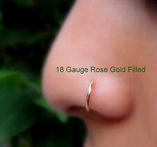 Nose Ring Hoop Helix Tragus Cartilage Earring 14K Rose Gold Filled 18g, 7mm