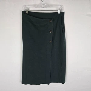 &. Layered Pencil Skirt Women's Large Side Zip Midi Wrap Dark Green - Picture 1 of 10