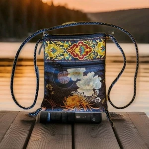 Hermoso BOLSO Bolso sin asas CHINO Cartera Bandolera DORADO - Suerte - Bordado - Como está - Imagen 1 de 8