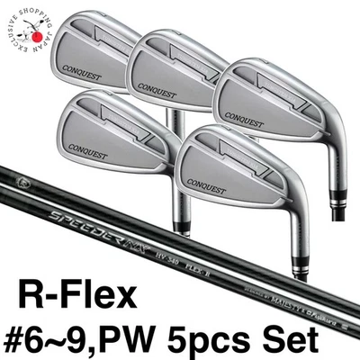 MAJESTY CONQUEST Iron Wedge 5pcs Set #6~9,PW R-Flex SPEEDER NX HV340 Graphite - Image 1 of 4