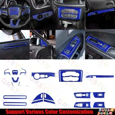 Juego completo de cubierta interior de fibra de carbono azul 26 piezas para Dodge Charger 2015-2020 Foto 1 de 4