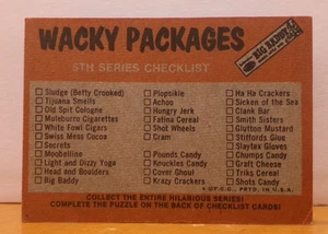 TOPPS WACKY PACKAGES HILARIOUS STICKERS 5TH SERIES CHECKLIST PUZZLE ON BACK? - Picture 1 of 2