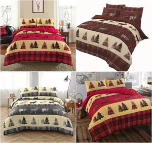 100 % Baumwolle Flanell Hirsch Bettbezug & Kissenbezug Bettwäsche Set - Bild 1 von 16
