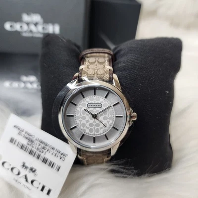 Reloj Coach Classic Signature para mujer ribete de cuero nuevo en caja 14501525  Foto 1 de 4