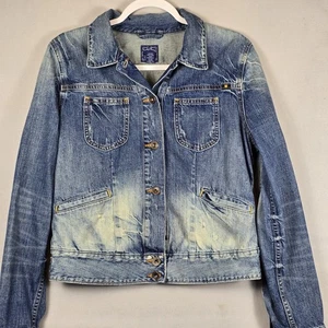 Lucky Brand Tomboy Trucker Jeansjacke Damen L Distressed Blau Jeansjacke  - Bild 1 von 10