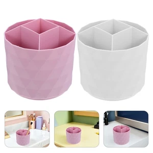  Organizador de maquillaje 2 piezas: soporte para brochas de maquillaje - compartimentos taza de lápiz giratoria - - Imagen 1 de 19