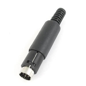 Black Plastic Coated Mini DIN 8 Pins Male Straight Audio Adapter - Picture 1 of 3