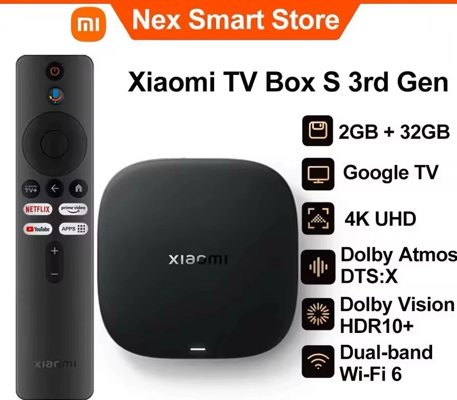Xiaomi TV Box S 3rd Gen Smart Android TV Box 4K UHD Media Player WiFi Bluetooth - Image 1 of 1