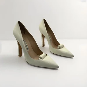 Manolo Blahnik weiße Satin Pumps Größe 40 / US8,5 - Bild 1 von 14