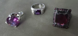 3er Set Vintage lila Stein Ringe - Größen: 6 & 8 - Bild 1 von 6