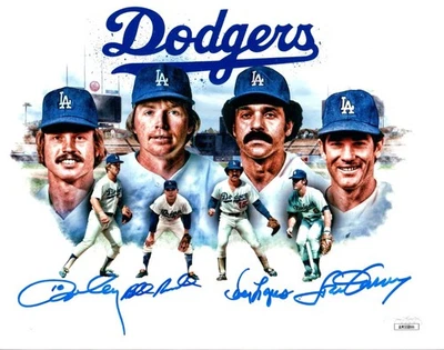 Dodger Infield Quad Autographed 8X10 Photo Cey Lopes Garvey Russell Collage JSA - Image 1 of 2