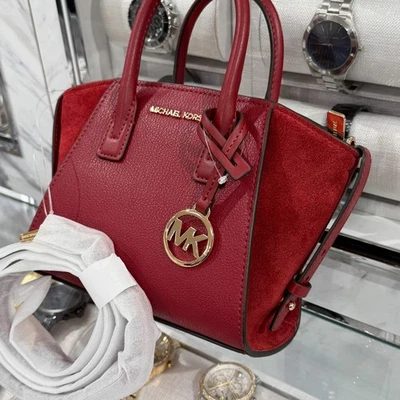 Michael Kors Avril X-Small Satchel X-body Crossbody Bag Leather Red Cherry - Image 1 of 4
