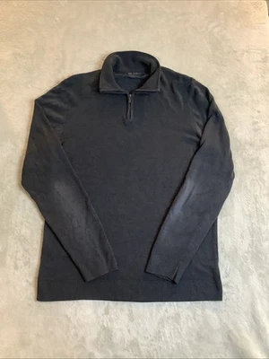 Via Europa Mens Black 1/4 Zip Up Collared Casual Sweater Medium - Image 1 of 4