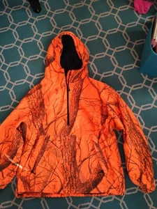 Cabela's Dry Plus Hooded Orange Hunting Zippered Pull Over Sz XL Reg - Picture 1 of 11