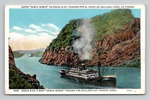 Grace & Co. Dampfschiff "Santa Teresa" passiert Gaillard Cut Panamakanal Postkarte - Bild 1 von 2