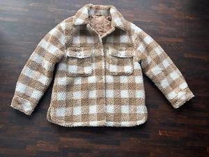 Hellbraun weiß karierte Teddyfelljacke/ Hemd, Gr. 152, Zara, wie neu - Bild 1 von 2