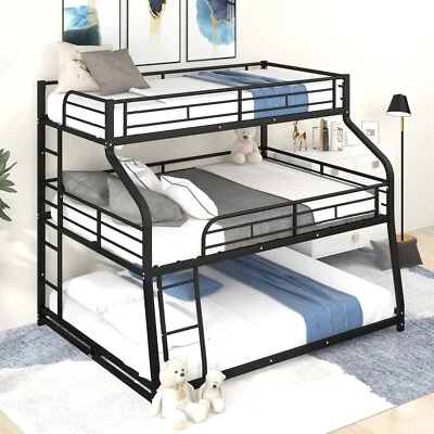 Triple Bunk Bed Metal Frame Twin XL/Full XL/Queen 3 Size Bed for Kids Teen Adult - Image 1 of 4