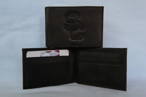 USC Southern California TROJANS  Leather BiFold Wallet   NEW  black 2 sb Cover