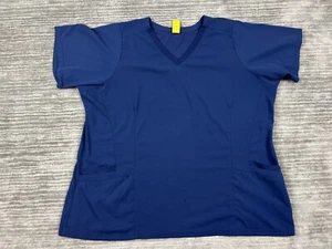 Wonderwink Aero Scrub Top Womens 3XL Blue True Plus Fit Short Sleeve - Picture 1 of 13