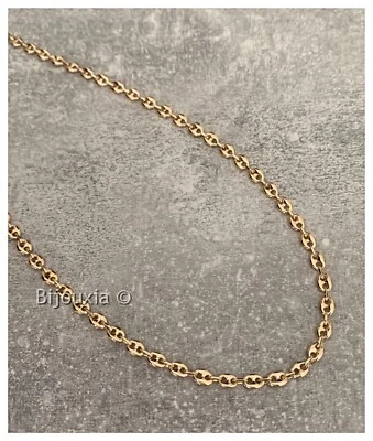 Chaîne Grain de Café Plaqué or 18 CARATS Longueurs au choix BIJOUX Homme NEUF - Photo 1/4