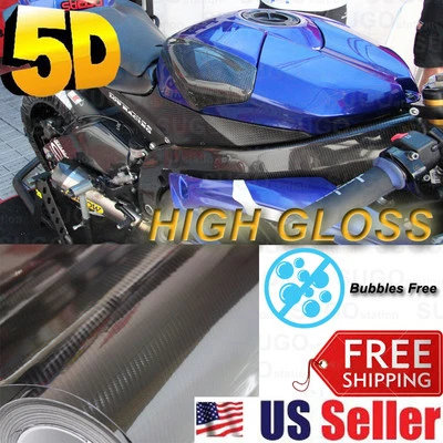 Hoja de película protectora de vinilo de fibra de carbono de alto brillo 5D premium 84"x 5 pies Foto 1 de 4