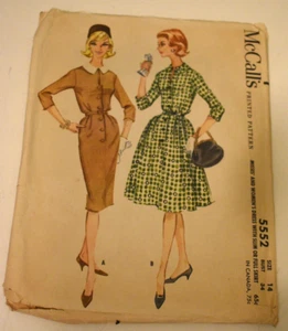 Vintage McCall's 5552 Slim or Full Skirt Shirtwaist Dress Sewing Pattern - UC - Picture 1 of 2