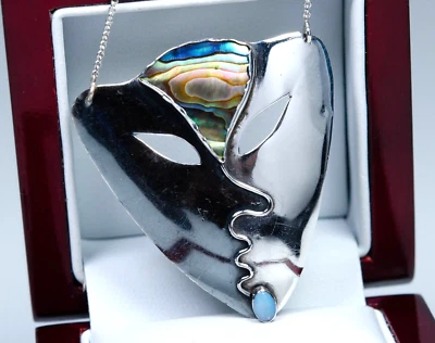 925 Argento - Pendente Con Catena - Opale/Perla - Lavorazione A Mano/Oreficeria - Immagine 1 di 4