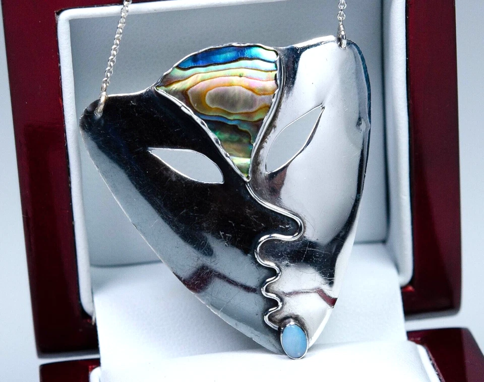 925 Argento - Pendente Con Catena - Opale/Perla - Lavorazione A Mano/Oreficeria - Immagine 1 di 4