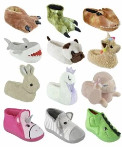 Kids Novelty Slippers 3D Soft Comfy Character Animal Unicorn House Shoes Slipper - Picture 1 of 55