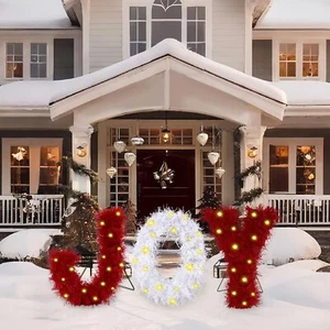 Christmas Joy Yard Sign Decoration, Lighted Red and White Joy Christmas Outdoor - Picture 1 of 7