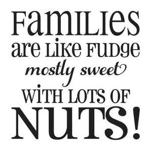 Lustige Familienschablone*Familien sind wie Fudge*12x12 für Schilder Stoff Leinwand Basteln - Bild 1 von 1