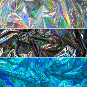 IRIDESCENCE HOLOGRAM PU VINYL / 4-WAY STRETCH SPANDEX COSTUME DANCE FABRIC 54"W - Picture 1 of 120