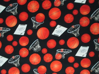 Basketball Sports Basket Ball Hoop Plays Cotton Fabric FQ - Image 1 of 4