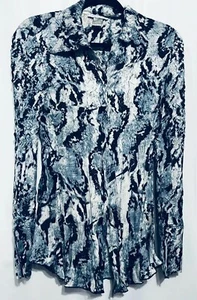 Alberto Makali Top Womens Small Black Gray Crinkle Button Up Artsy Boho Y2K - Picture 1 of 6