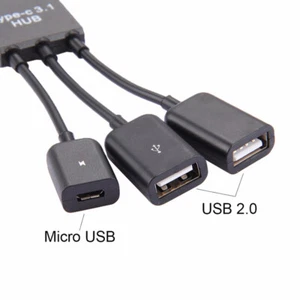 3 in1 3 Port USB-c Type-c 3.1 Male to USB 2.0 OTG HUB Adapter Cable Conve'DB - Picture 1 of 3