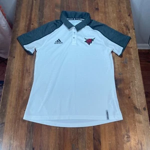 Nebraska Omaha Mavericks Polo Shirt Womens Medium Adidas White Golf Rugby Casual - Picture 1 of 14