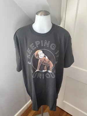 Hombre Curious George Tultex 202 Gris Pullover Estampado Gráfico Camiseta Cuello Redondo XL Foto 1 de 4